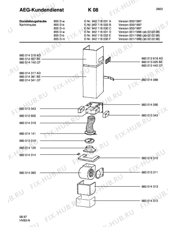 Взрыв-схема вытяжки Aeg 855 D - W - Схема узла Section1